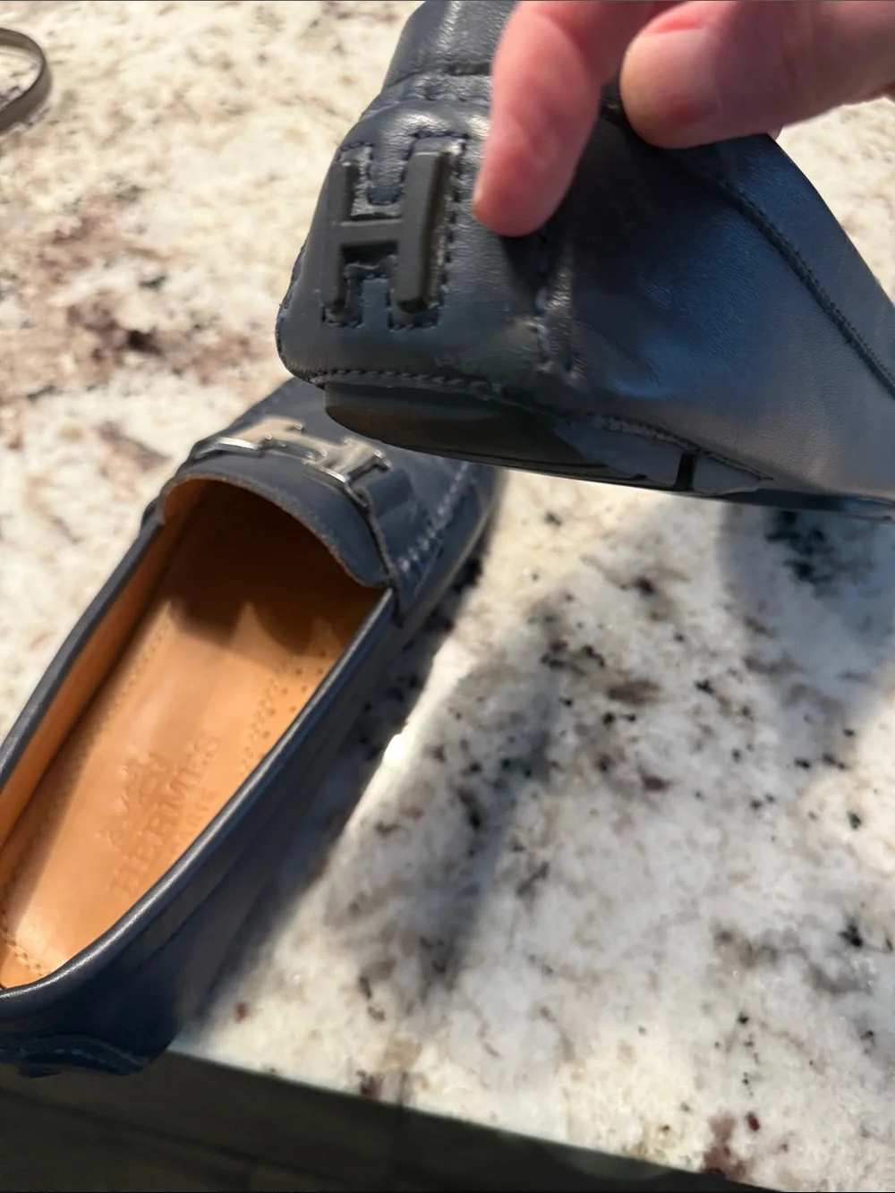 Hermes mens leather driving loafers